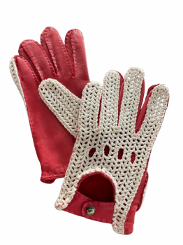 Dámské bezpodšívkové rukavice Crochet Red 7-7,5