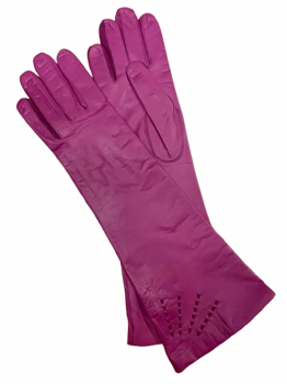 Dámské kožené rukavice Fuschia Long 7,5 